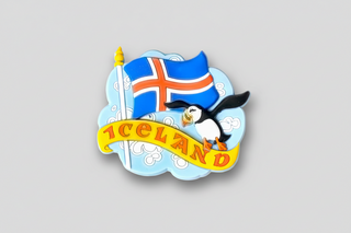 Iceland Flag & Puffin Rubber Magnet