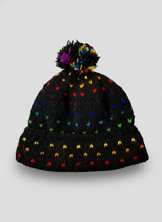 Rainbow Dot Pom Beanie