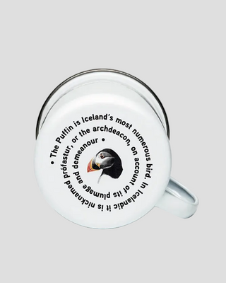 Ring with a puffin illustration and text on a white background