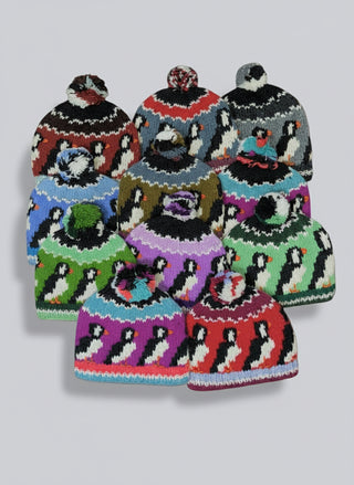 Puffin Parade Handknitted Wool Beanie