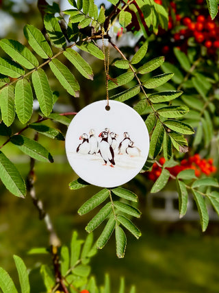 Ceramic Christmas Ornament Puffins, Store Exclusive
