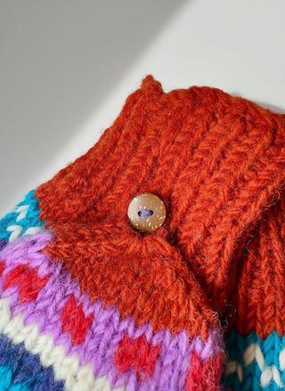 Hand-Knitted Wool Fingerless Mittens - Random Color Combination Will Be Sent