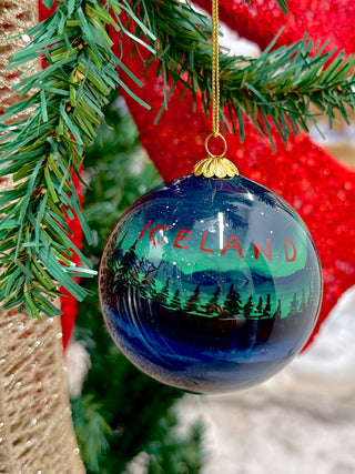 Icelandic Northern Lights Glass Ornament - Store Exclusive