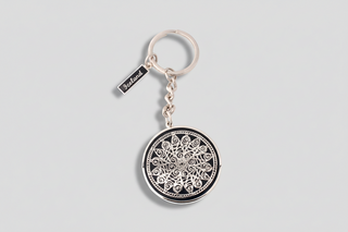 Iceland Tree of Life keychain with black and silver circular Norse design