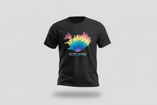 Iceland Rainbow Map T-Shirt. Colorful Iceland Graphic Tee