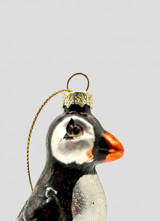 Hand-Painted Glass Christmas Ornament – Icelandic Puffin, Store Exclusive