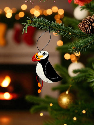 Felt Puffin Christmas Ornament