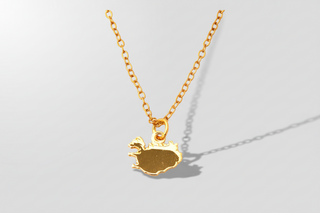 Gold-tone Iceland map pendant necklace on chain, imitation gold Icelandic travel souvenir jewelry