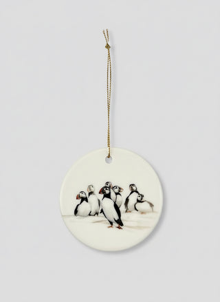 Ceramic Christmas Ornament Puffins, Store Exclusive
