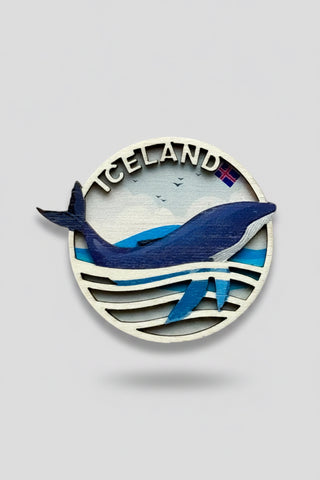 Iceland Whale Wooden Magnet, Store Exclusive