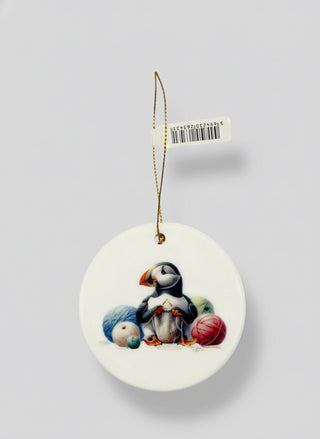 Ceramic Christmas Ornament Puffins, Store Exclusive