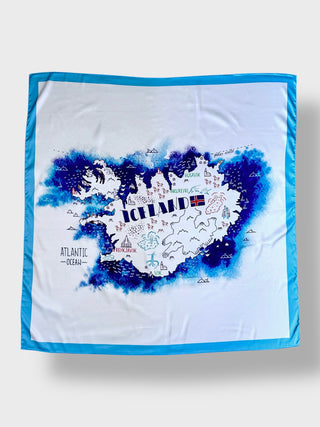 Iceland Map Scarf – 90×90 cm Rayon, Store Exclusive