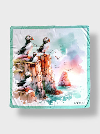 Puffin Cliffside Scarf – 90×90 cm Rayon, Store Exclusive