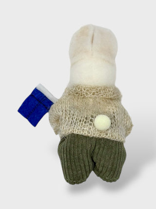 Handmade Felt Rabbit with a Flag Ornament