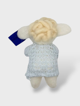 Handmade Felt  Ornament Sheep with a Flag, Store Exclusive