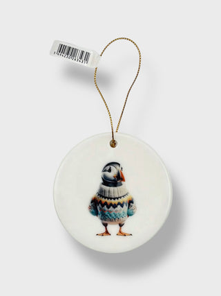 Ceramic Christmas Ornament Puffins, Store Exclusive