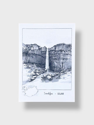 Svartifoss Waterfall Postcard – A6 | Iceland Illustration Jana Tomanová