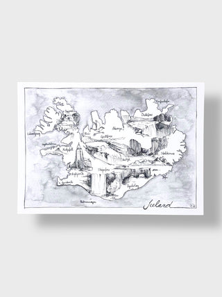 Map of Iceland with city names on a white background