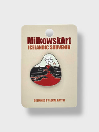 Volcano Enamel Pin – by MilkowskArt (Local Icelandic Artist