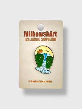 Iceland Waterfall Enamel Pin – by MilkowskArt