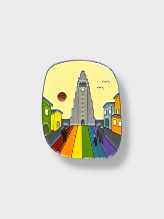 Reykjavik Rainbow Street Magnet Colorful Iceland Enamel Art