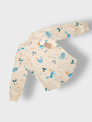 Kids’ Organic Cotton Pajama Set Iceland Whale & Puffin Print