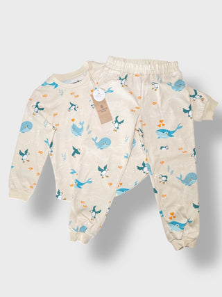 Kids’ Organic Cotton Pajama Set Iceland Whale & Puffin Print