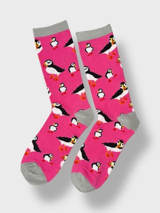Pink Icelandic Puffin Socks