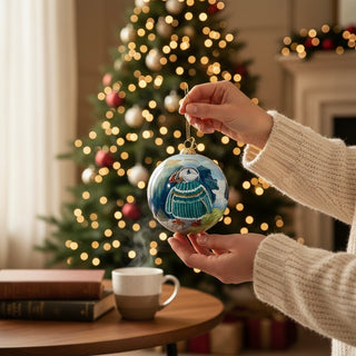 Icelandic Puffin Sweater Glass Ornament - Store Exclusive