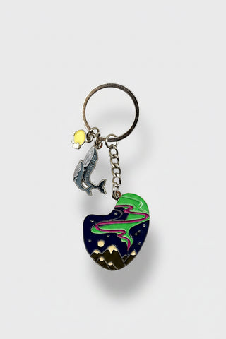 Northern Lights Iceland Keychain  Aurora Borealis Souvenir with Whale Charm
