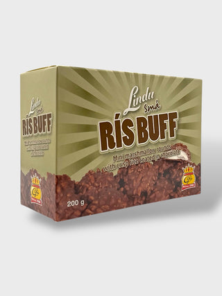 Lindu Smá Rísbuff Icelandic chocolate snack box with mini marshmallow rounds and crispy rice coated in chocolate, 200g Iceland candy souvenir