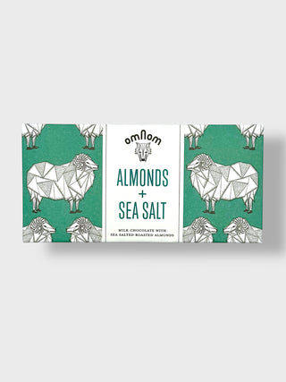 Omnom Almonds and Sea Salt Icelandic milk chocolate bar with roasted almonds and Nordic design packaging made in Reykjavík
