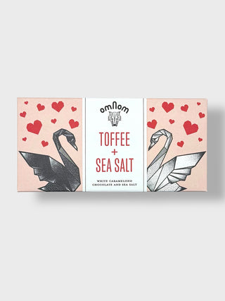 Omnom Toffee and Sea Salt Icelandic caramelised white chocolate bar with artistic swan packaging made in Reykjavík
