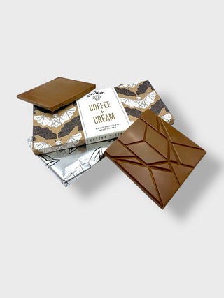 Omnom Coffee and Cream Icelandic white chocolate bar with coffee flavor and artistic Nordic packaging made in Reykjavík