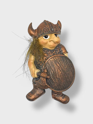 Handpainted Icelandic Viking troll fridge magnet with shield and axe inspired by Icelandic folklore and Nordic mythology
