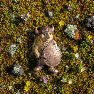 Handpainted Icelandic Viking Troll Magnet with Shield & Axe – Tiny Nordic Defender