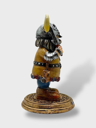 12 cm exclusive Icelandic Viking warrior figurine with axe, shield, horned helmet, and Nordic armor on Iceland base
