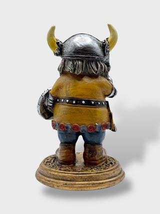 12 cm exclusive Icelandic Viking warrior figurine with axe, shield, horned helmet, and Nordic armor on Iceland base
