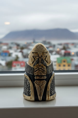 Icelandic Viking Warrior Statue – Nordic Helmet Guardian – 10 cm