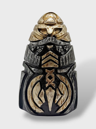 Nordic Viking helmet statue with warrior mask design and Scandinavian mythology inspired carvings
