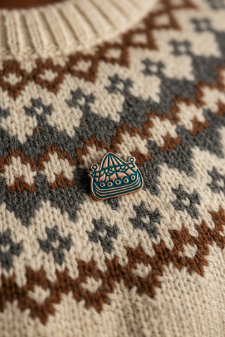Iceland Viking longship enamel lapel pin featuring a traditional Norse ship