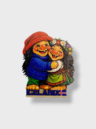 Iceland Troll Couple Wooden Magnet, Store Exclusive