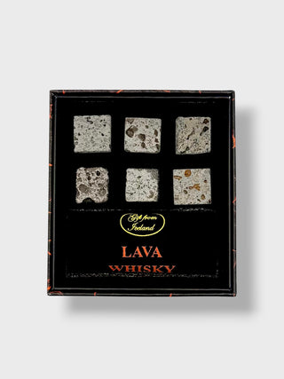 Gift from Iceland lava whisky stone set with six natural volcanic rock drink chilling stones in black gift box