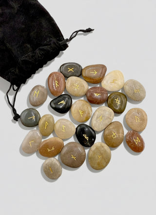 Icelandic Rune Stone Set – Elder Futhark on Natural River Stones