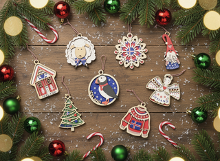 Icelandic Wooden Ornaments, Store Exclusive