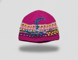 Hand-Knitted Floral Beanie