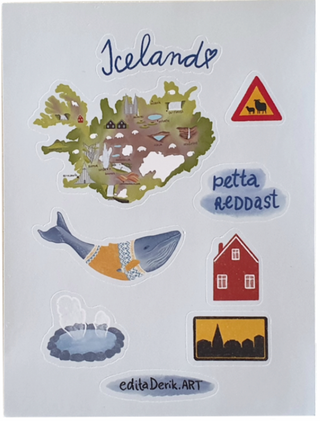Iceland Sticker Sheet. Illustrated Iceland Landmarks &amp; Icons