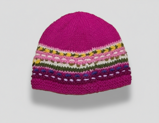 Hand-Knitted Floral Beanie
