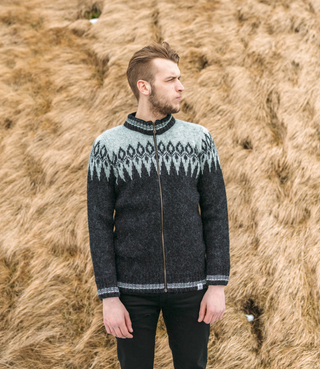Kidka Icelandic Wool Zip Sweater Black