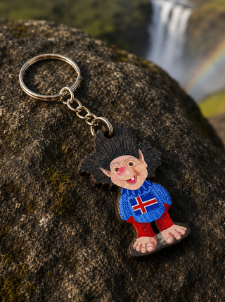 Icelandic Troll Keychain – Wooden Iceland Souvenir